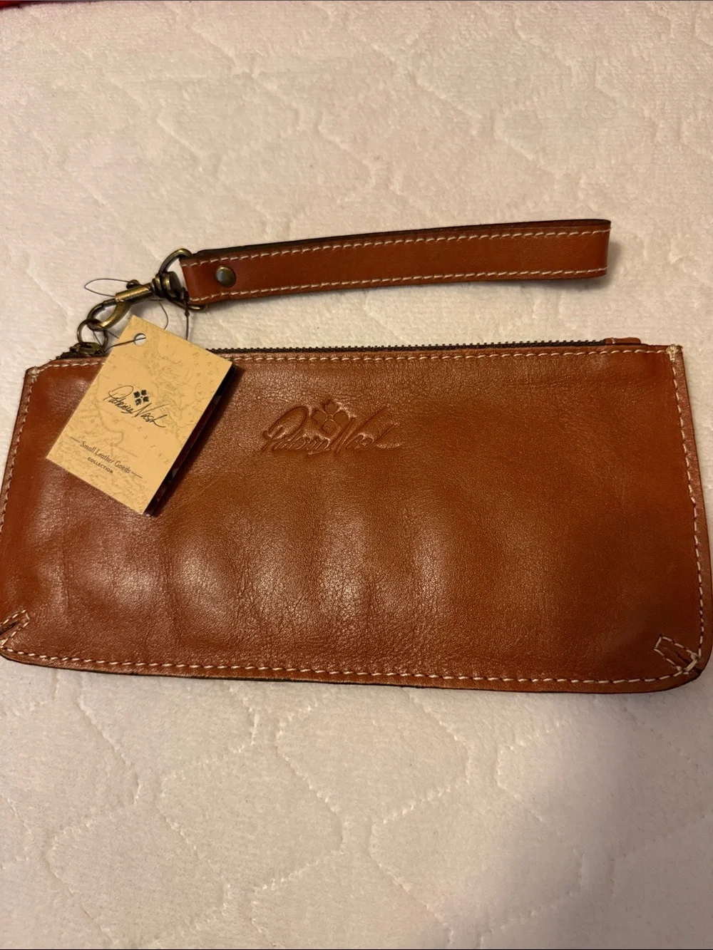 Patricia Nash Tan Leather Wristlet Clutch